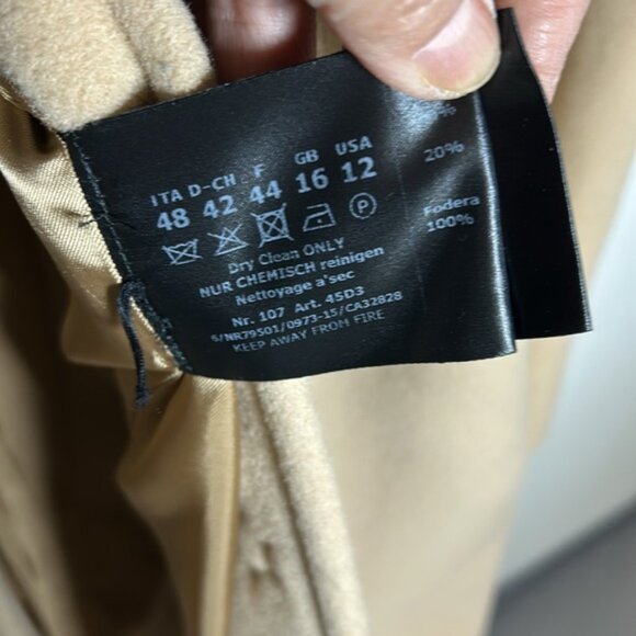 Cinzia Rocca due hood toggle Wool Cashmere Blend tan Color Coat Button size 12 - Picture 8 of 8